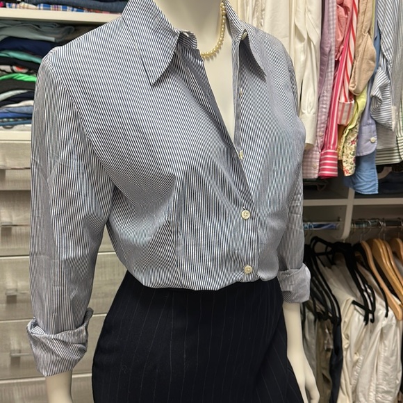 White & Blue Striped Shirt - Picture 3 of 11